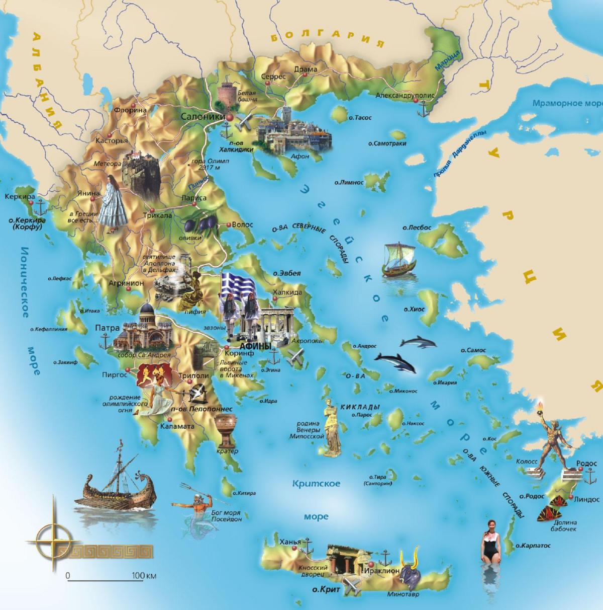 Griekenland toeristische attracties kaart