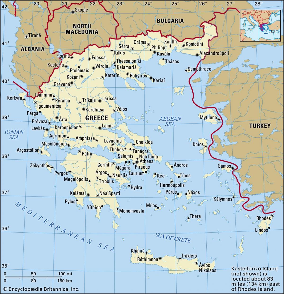 Kaart van het land Griekenland