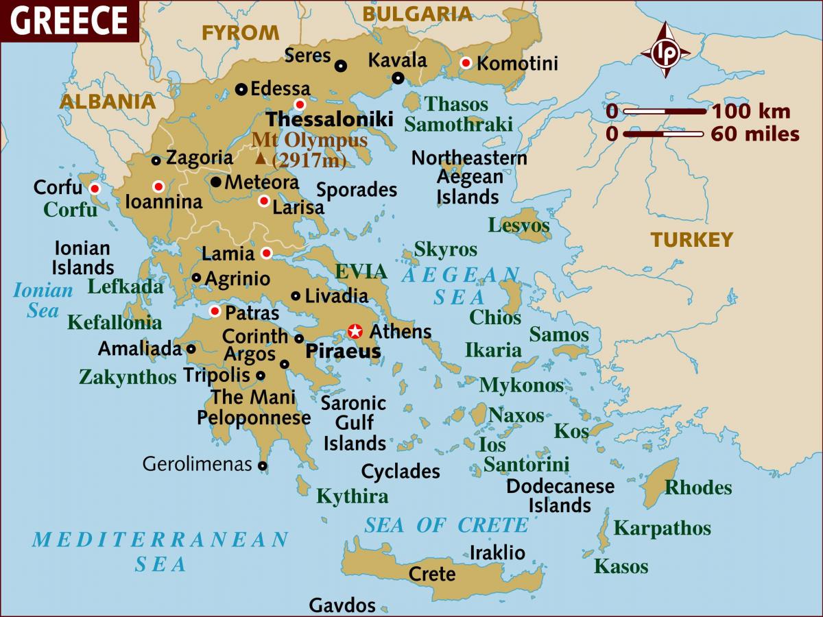 Griekenland op een kaart
