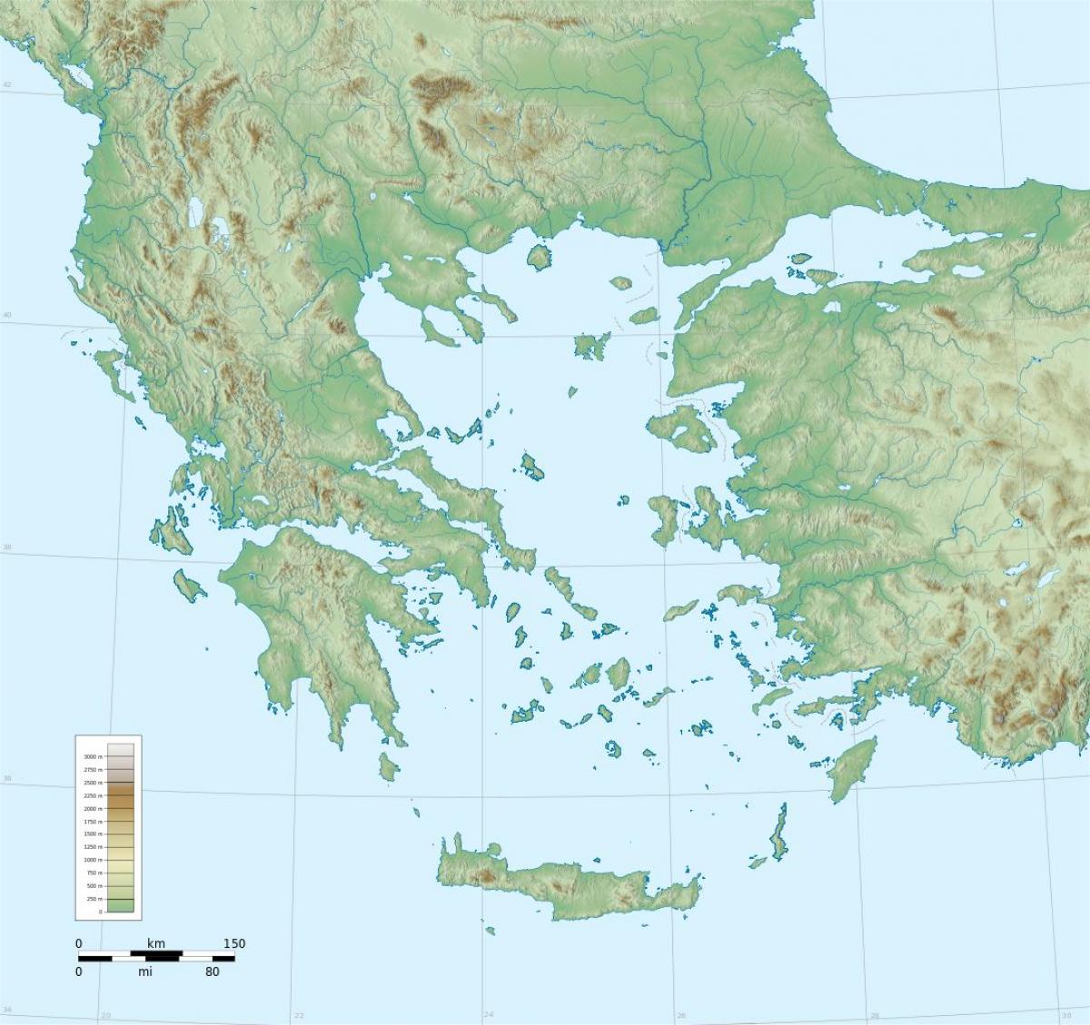 Topografische kaart van Griekenland