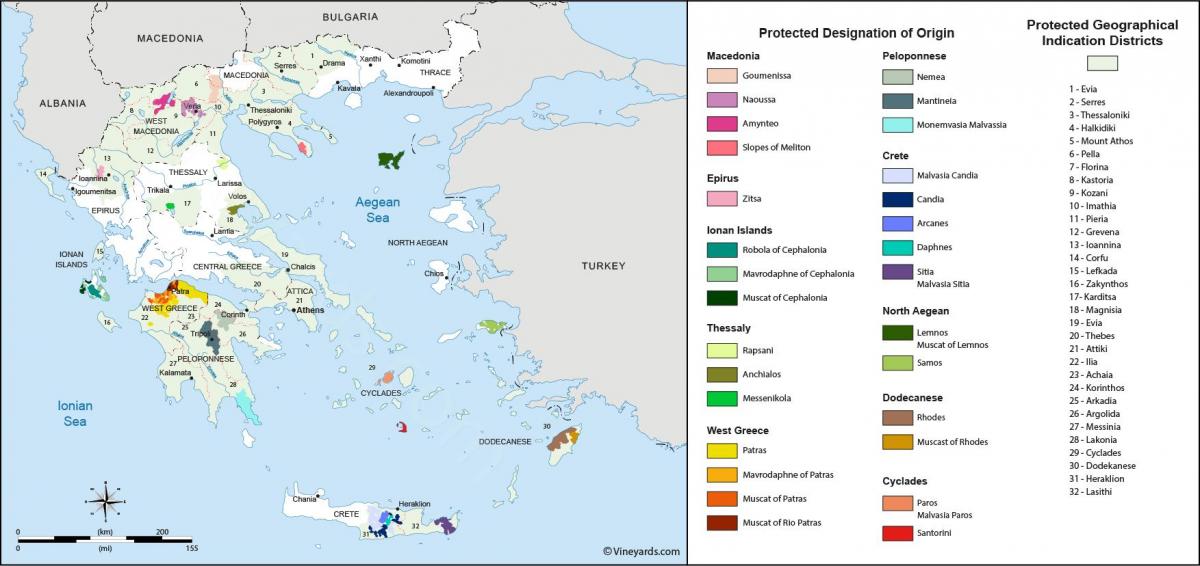 Griekenland wijnkaart